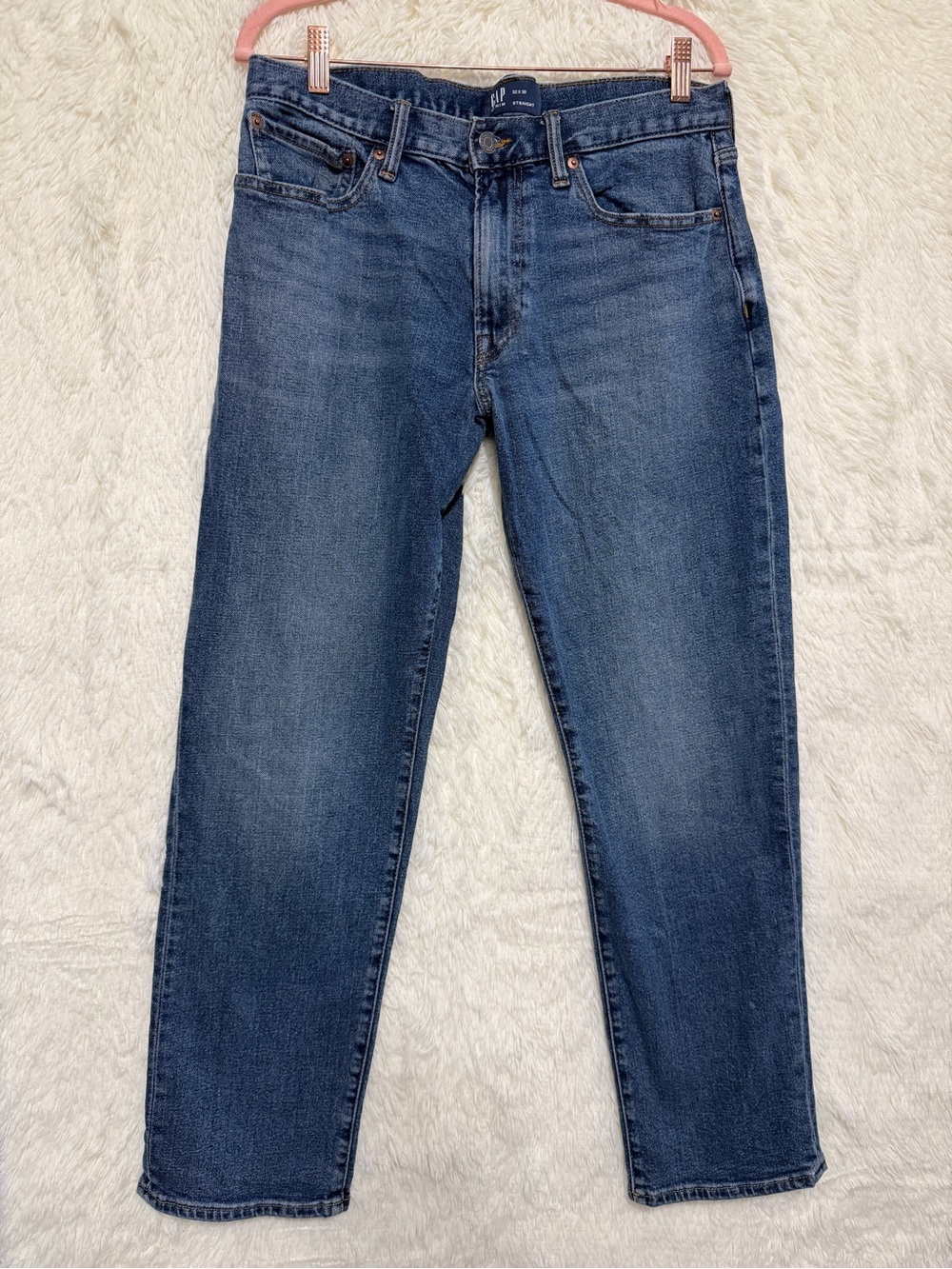 Gap Mens Straight Fit Jeans Size 32x30 Medium Blue Wash Denim Normcore Causal